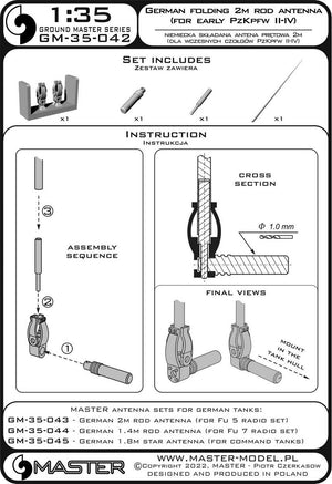 Master GM-35-042 German WWII folding 2m rod antenna (for early PzKpfw II-IV) (1pcs) 1/35 – image 7