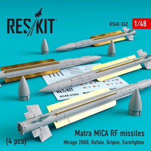 RESKIT RS48-0362 MATRA MICA RF MISSILES (4PCS) 1/48