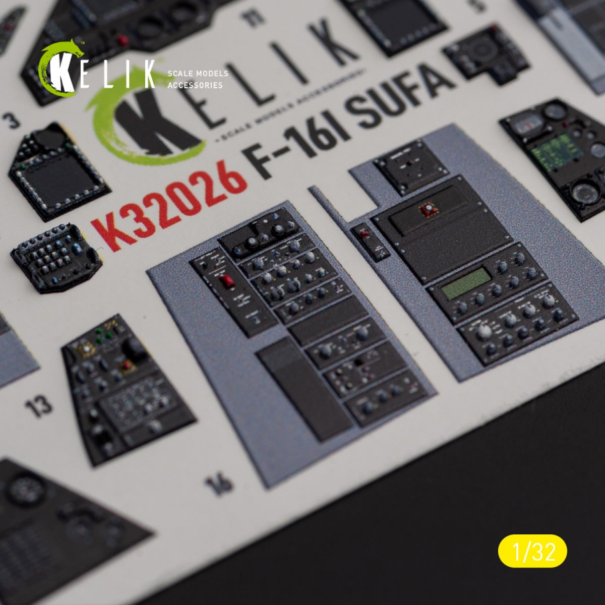 KELIK K32026 F-16I &amp;quot;Sufa&amp;quot; - interior 3D decals for Academy kit 1/32 – image 5