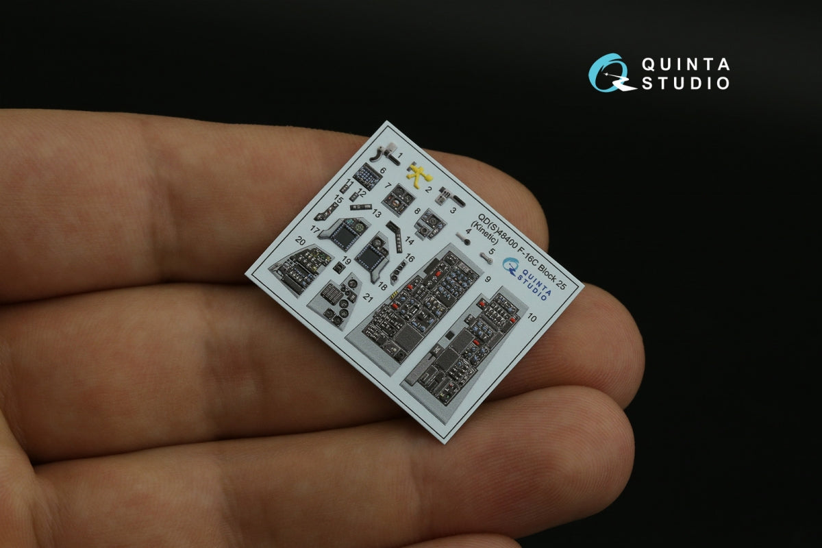 Quinta Studio QD48400 F-16C block 25 3D-Printed &amp;amp; colored Interior on decal paper (Kinetic 2022 tool) 1/48 – image 6