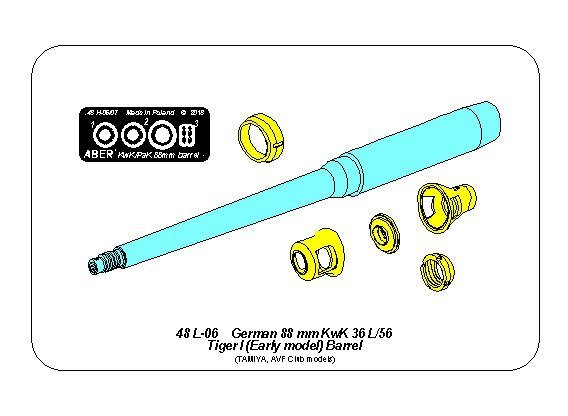 Aber 48L-06 German 88mm KwK 36 L/56 Tiger I Early Barrel (For AFV Club / Tamiya) 1/48 – zdjęcie 3