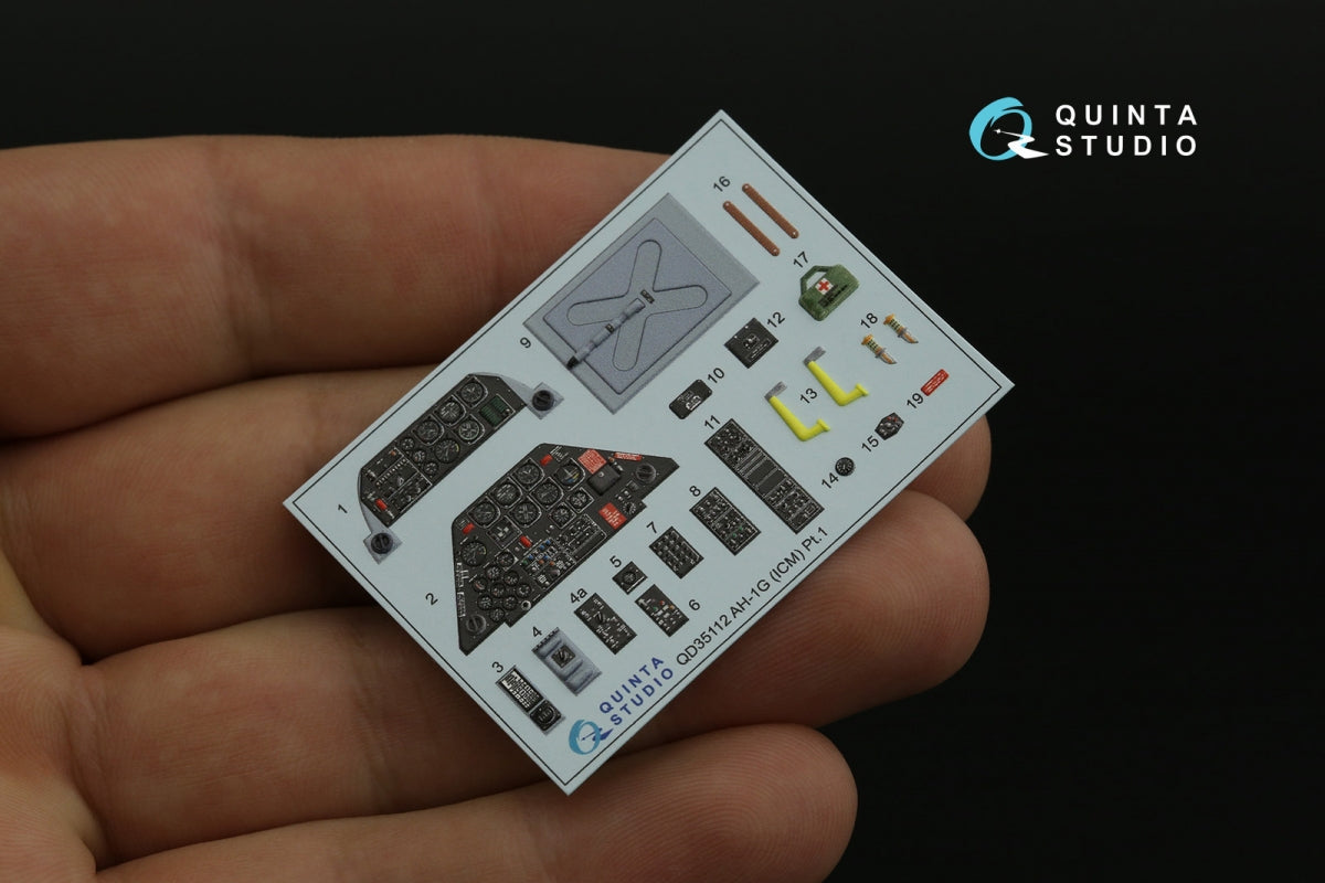 Quinta Studio QD35112 AH-1G Cobra 3D-Printed &amp;amp; colored Interior on decal paper (ICM) 1/35 – image 4