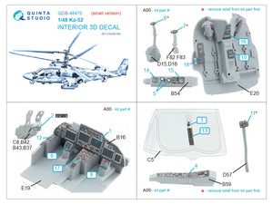 Quinta Studio QDS-48470 Ka-52 3D-Printed coloured Interior on decal paper (Zvezda) (Small version) 1/48 – zdjęcie 2