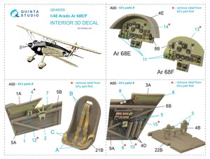 Quinta Studio QD48209 Arado Ar 68 E/F 3D-Printed &amp;amp; colored Interior on decal paper (Roden) 1/48 – image 10