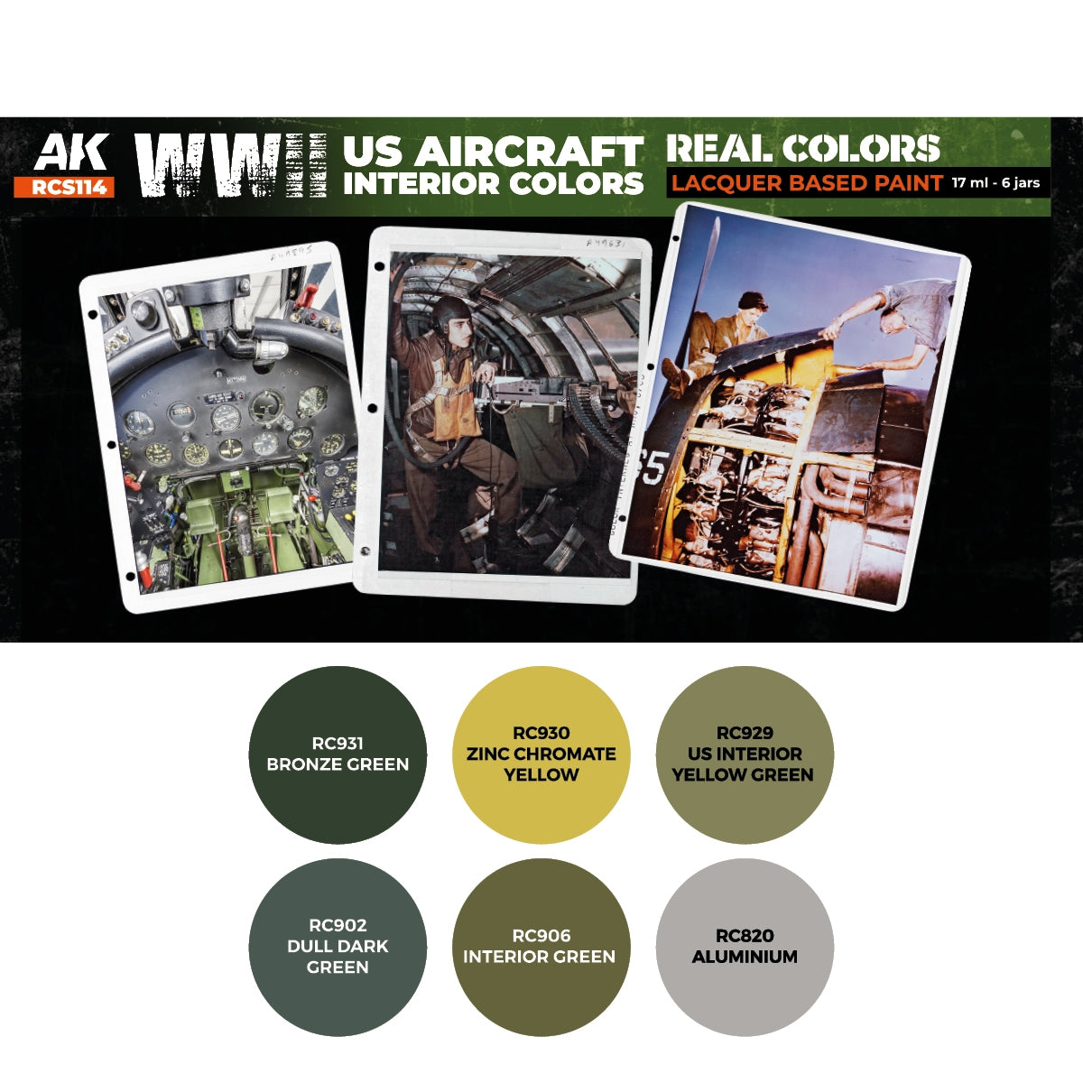 AK Interactive RCS114 WWII US Aircraft Interior Colors 6x17ml – image 2