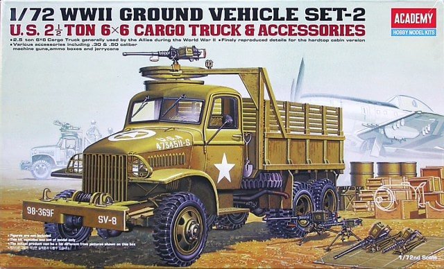 Academy 13402 US 2 1/2 Ton 6x6 Cargo Truck /Accessories 1/72