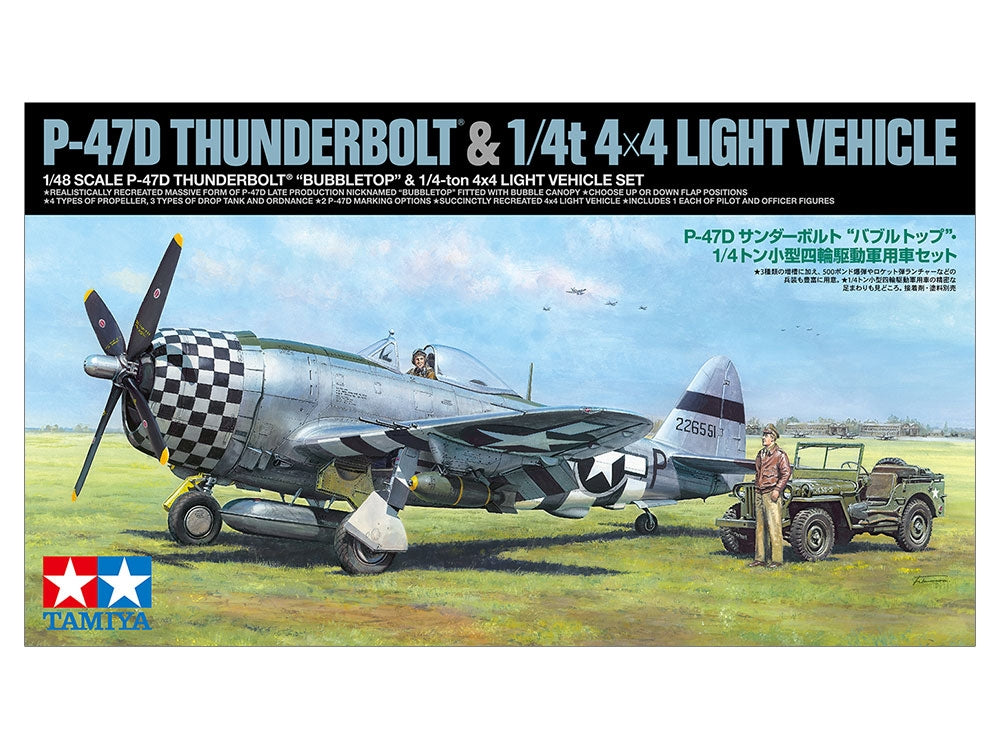Tamiya 25214 P-47D Republic P-47D Thunderbolt &amp;quot;Bubbletop&amp;quot; &amp;amp; 1/4 Ton 4x4 Light Vehicle Set 1/48 – Bild 2