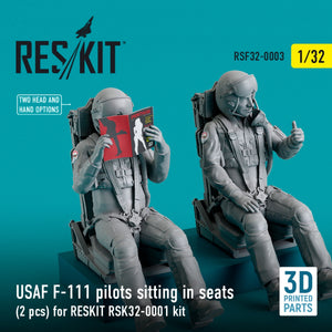 RESKIT RSF32-0003 USAF F-111 PILOTS SITTING IN SEATS (2 PCS) FOR RESKIT RSK32-0001 KIT (3D PRINTED) 1/32 – Bild 2