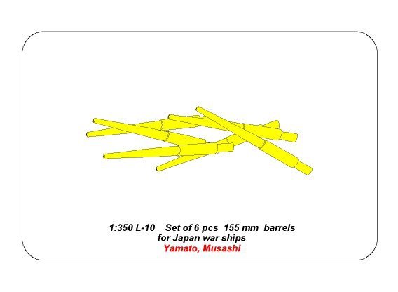 Aber 350L-10 Set of 6 pcs 155 mm barrels for Japanese ships Yamato and Musashi 1/350 – obrázek 5
