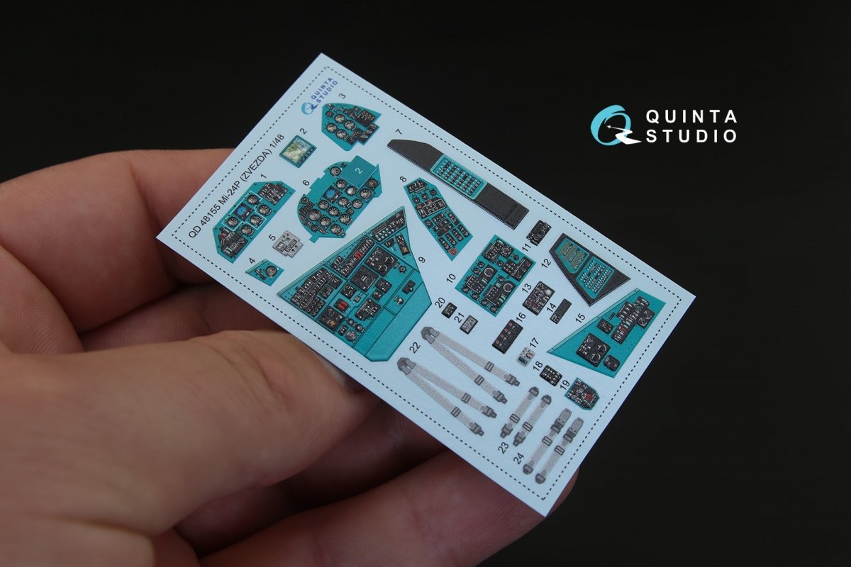 Quinta Studio QD48155 Mi-24P 3D-Printed &amp;amp; colored Interior on decal paper (for Zvezda kit) 1/48 – obrázek 2