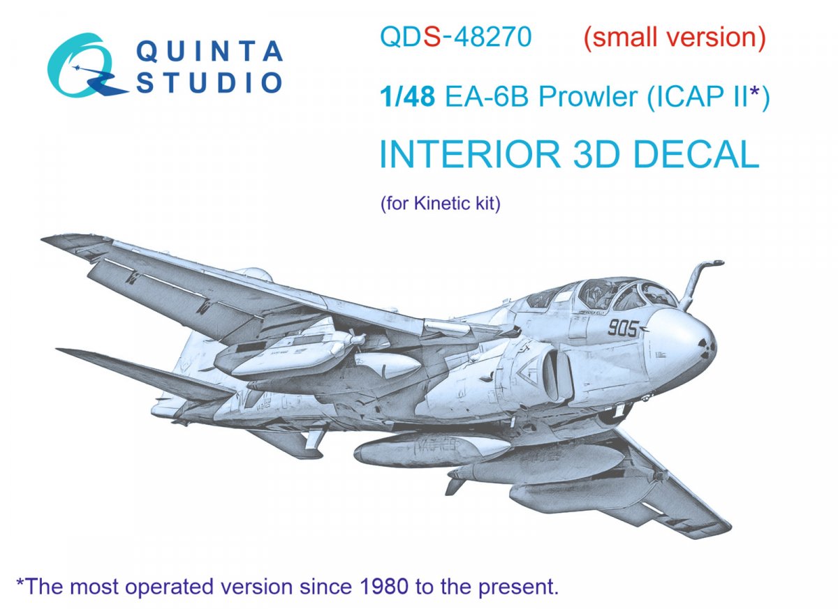 Quinta Studio QDS-48270 EA-6B Prowler (ICAP II) 3D-Printed &amp;amp; colored Interior on decal paper (Kinetic) (Small version) 1/48
