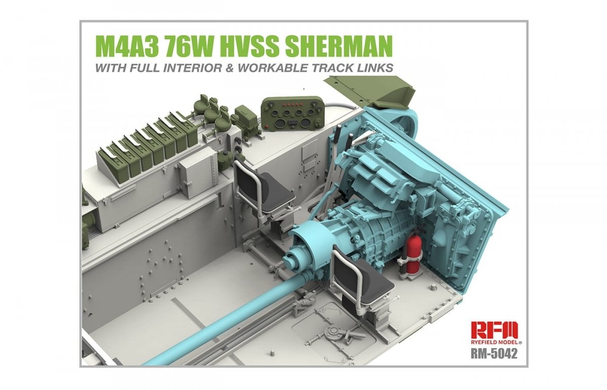 Rye Field Model 5042 M4A3 76W HVSS Sherman With full interior 1/35 – image 4