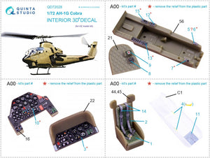 Quinta Studio QD72028 Ah-1G 3D-Printed &amp;amp; colored Interior on decal paper (AZ models) 1/72 – Bild 8