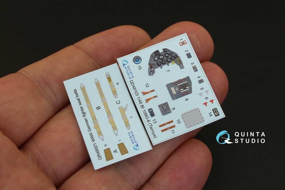 Quinta Studio QD48103 Bf 109G-6 3D-Printed &amp;amp; colored Interior on decal paper (for Tamiya kit) 1/48 – obrázek 2