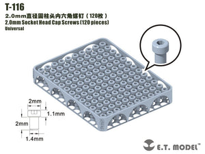 ET Model T-116 2.0mm Socket Head Cap Screws 120 pieces