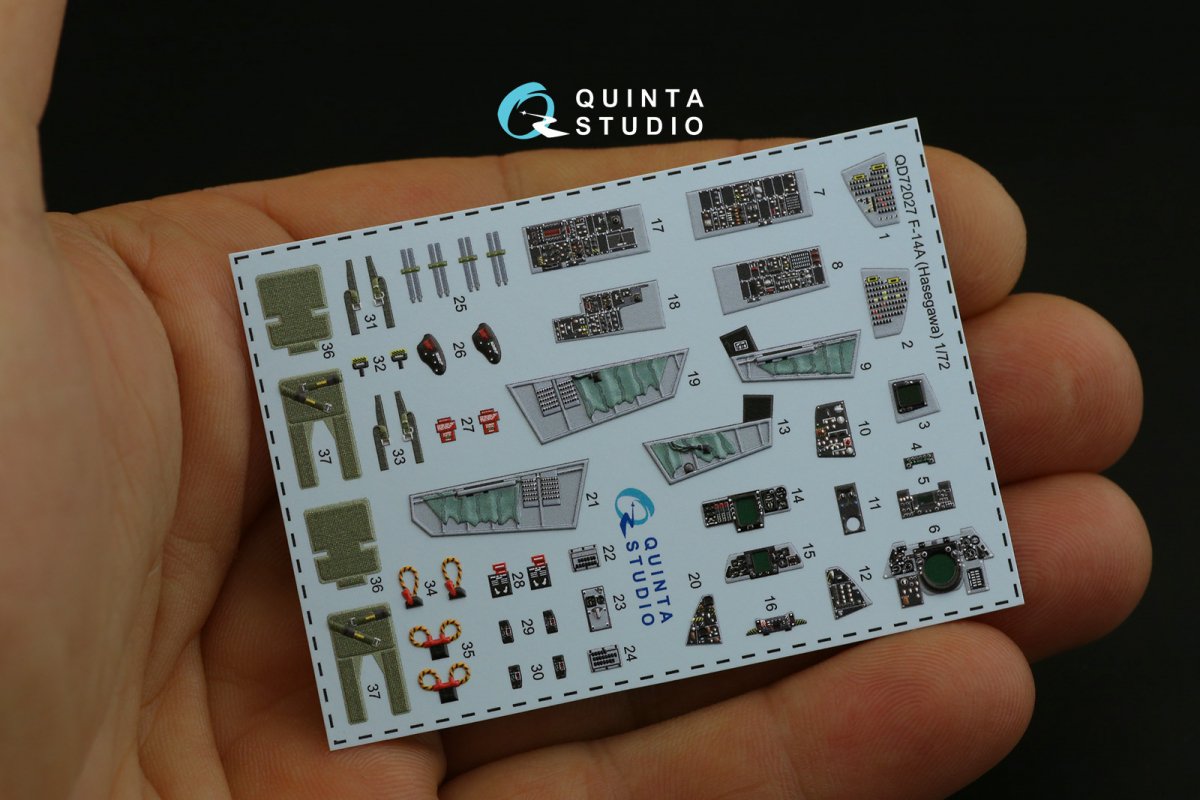 Quinta Studio QD72027 F-14A 3D-Printed &amp;amp; colored Interior on decal paper (for Hasegawa kit) 1/72 – Bild 2