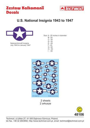 Techmod 48106 US National Insignia from 1943 (1/48)