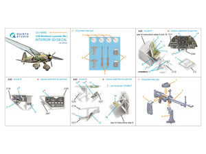 Quinta Studio QD+48582 Westland Lysander Mk.I 3D-Printed &amp;amp; colored Interior on decal paper (Airfix) (with 3D-printed resin parts) 1/48 – immagine 14