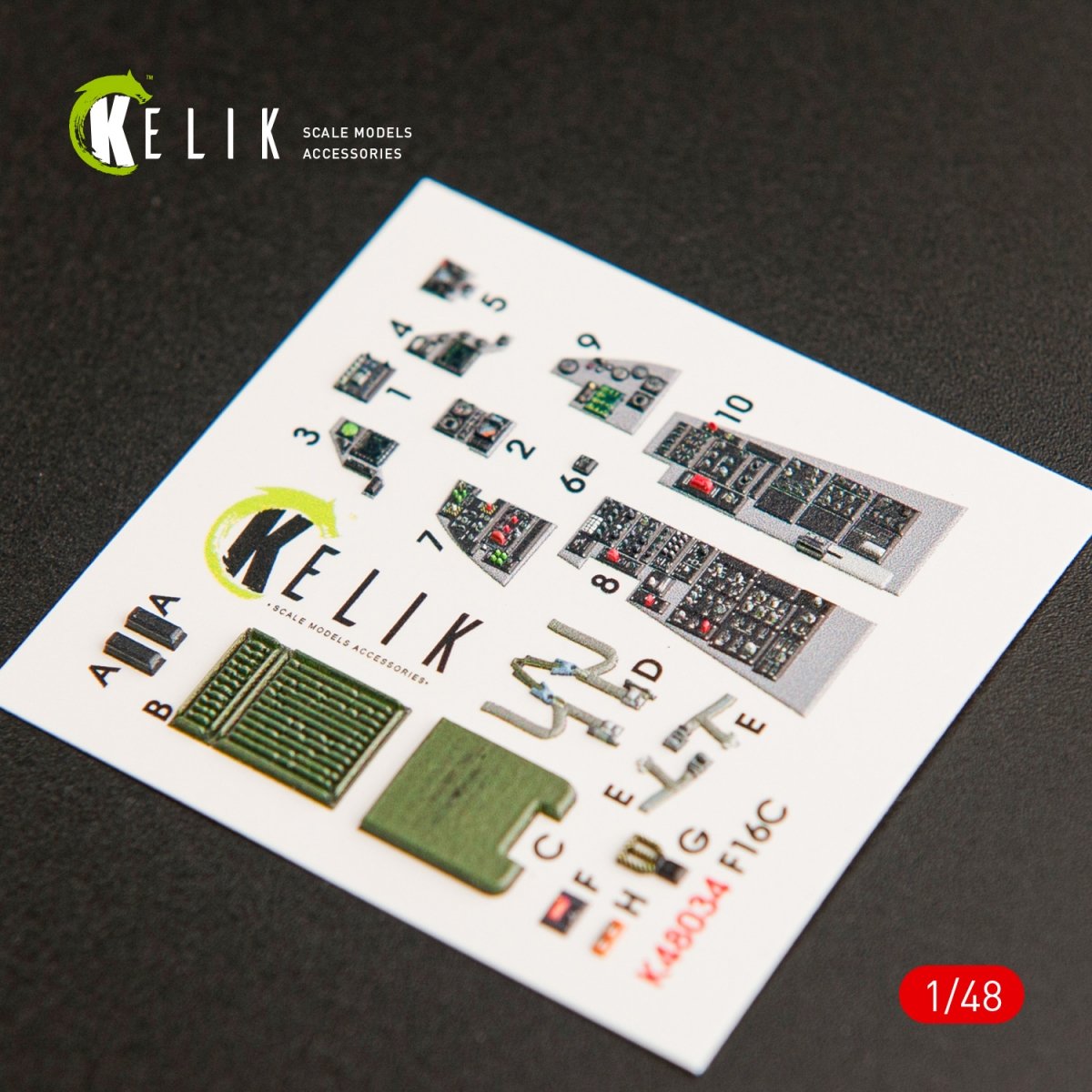 KELIK K48034 F-16C "FIGHTING FALCON" INTERIOR 3D DECALS FOR KINETIC KIT 1/48