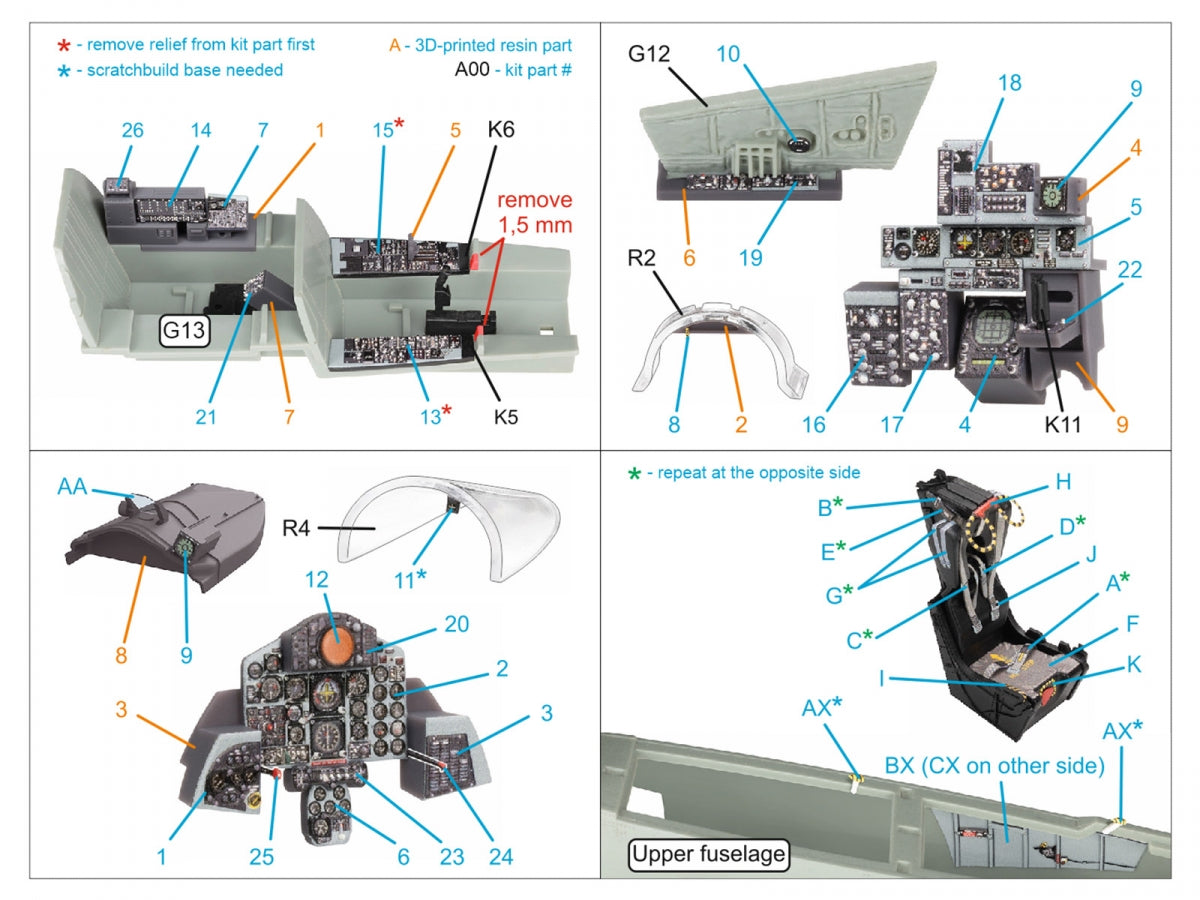 Quinta Studio QD+48486 F-4N Phantom II 3D-Printed &amp;amp; colored Interior on decal paper (Academy) (with 3D-printed resin parts) 1/48 – immagine 3