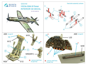 Quinta Studio QD32160 Do 335A-10 3D-Printed &amp;amp; colored Interior on decal paper (HK models) 1/32 – immagine 2