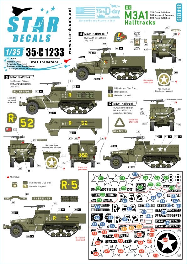 Star Decals 35-C1233 Semi-chenillés américains M3A1 1/35