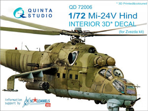 Quinta Studio QD72006 Mi-24V 3D-Printed &amp;amp; colored Interior on decal paper (for Zvezda kit) 1/72