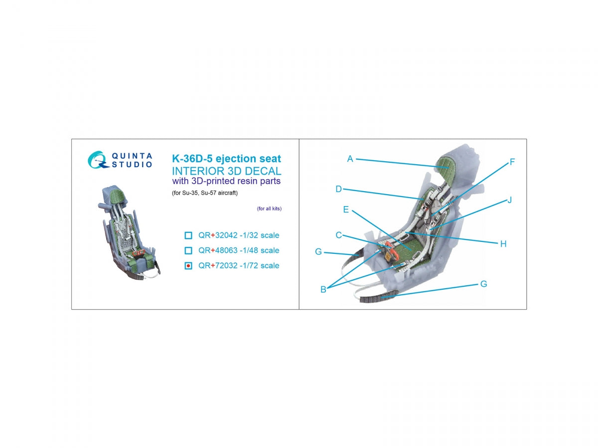 Quinta Studio QR+72032 K-36D-5 ejection seat (for Su-35, Su-57 aircraft) (All kits) 1/72 – Bild 6