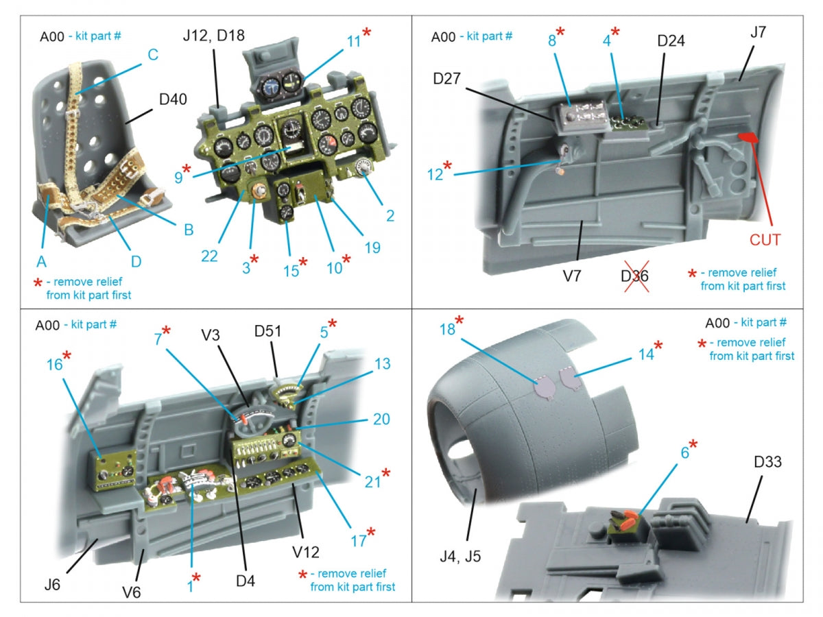 Quinta Studio QD48610 A6M5 Zero (Nakajima Production) 3D-Printed &amp;amp; colored Interior on decal paper (Eduard) 1/48 – image 2