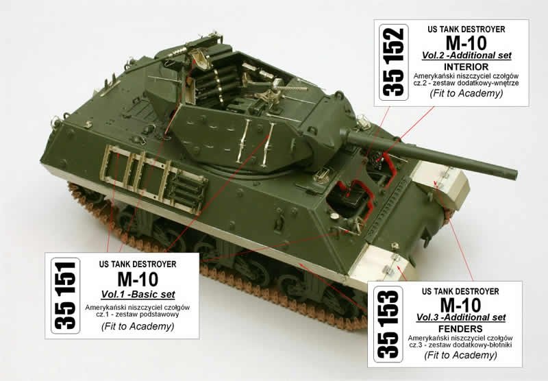 Aber 35153 American M-10 tank destroyer part 3 fenders (ACA) (1/35) – image 4