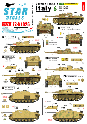 Star Decals 72-A1026 German tanks in Italy # 6. Sturmgeschutz. 1/72