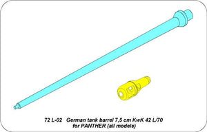 Aber 72L-02 7.5 cm KwK 42L/70 barrel for Panther/German Tank Barrel 7.5cm KwK 42L/70 for Panther 1/72 – image 5