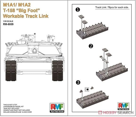 Rye Field Model 5009 M1A1/M1A2 T-158 "Big Foot" Workable Track Link 1/35