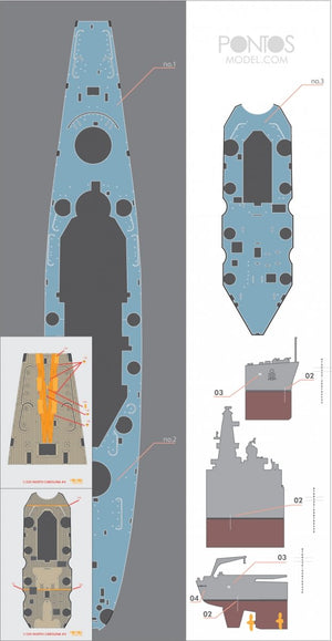 Pontos 35024WD1 USS BB-55 North Carolina Wooden Deck set 1/350 – image 4