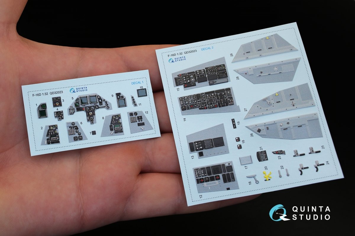Quinta Studio QD32023 F-16D 3D-Printed &amp;amp; colored Interior on decal paper (for Academy kit) 1/32 – Bild 2