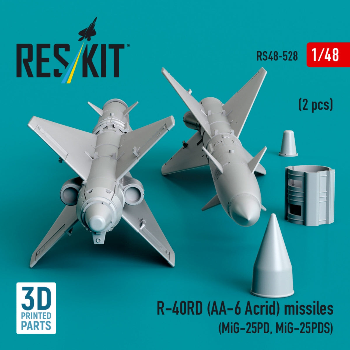 RESKIT RS48-0528 R-40RD (AA-6 &amp;quot;Acrid&amp;quot;) missiles (2 pcs) (3D printed) 1/48 – image 2