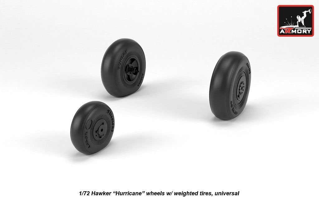 Armory Models AW72416 Hawker Hurricane wheels w/ weighted tires 1/72 – obrázek 2
