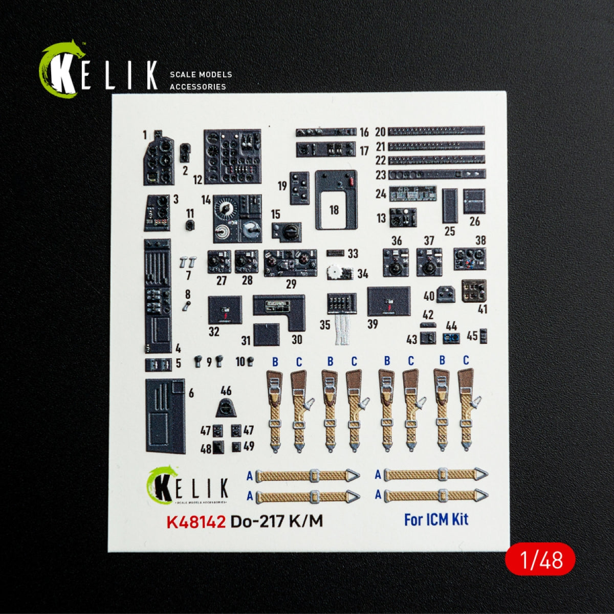Kelik K48142 Do-217 K/M - interior 3D decals for ICM kit 1/48