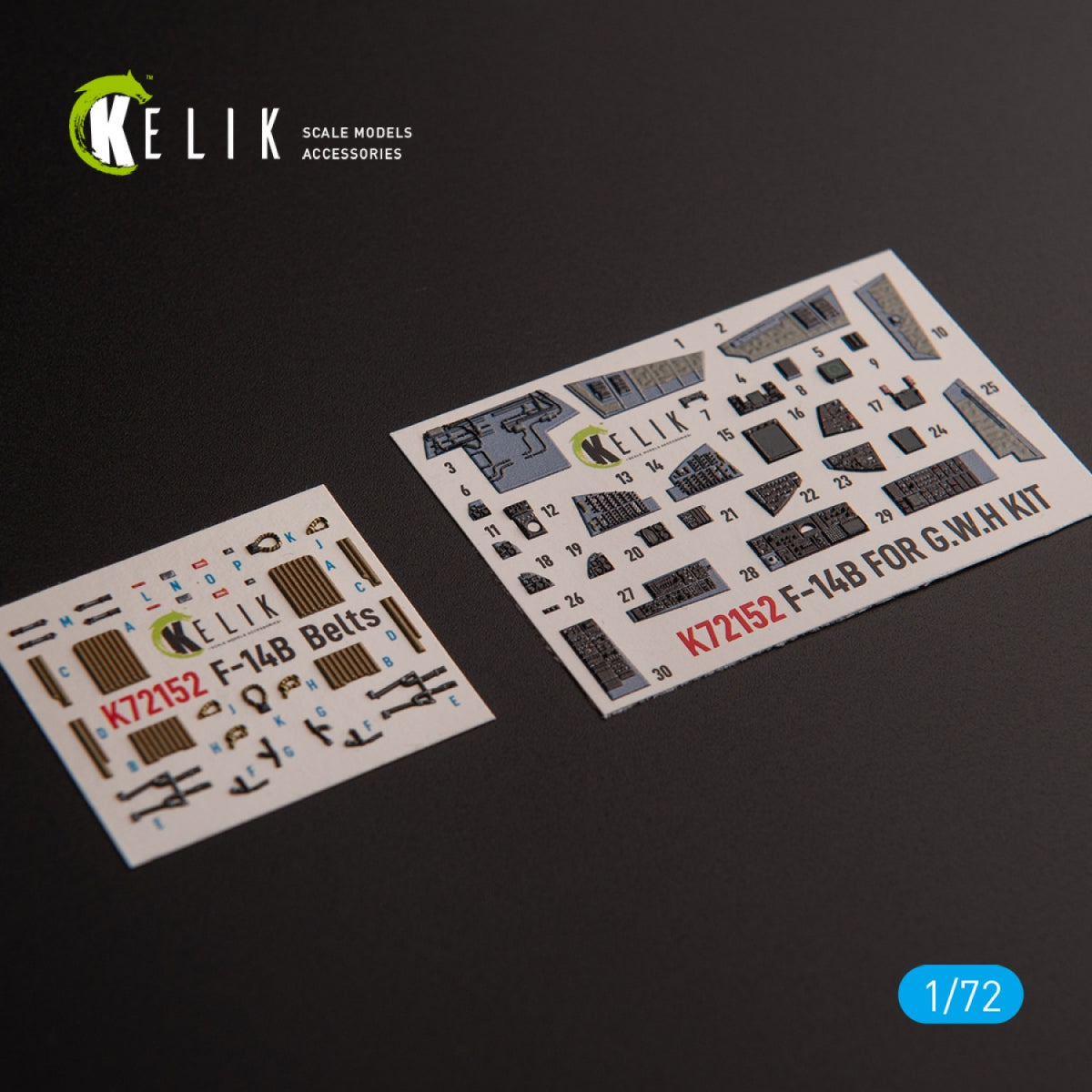 KELIK K72152 F-14B - interior 3D decals for GWH kit 1/72