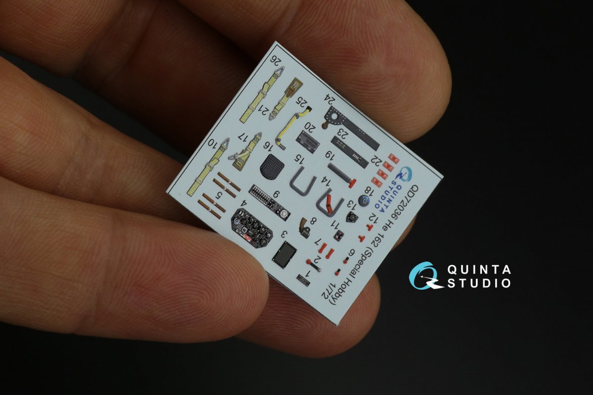 Quinta Studio QD72036 He 162 3D-Printed &amp;amp; colored Interior on decal paper (Special Hobby) 1/72 – immagine 10
