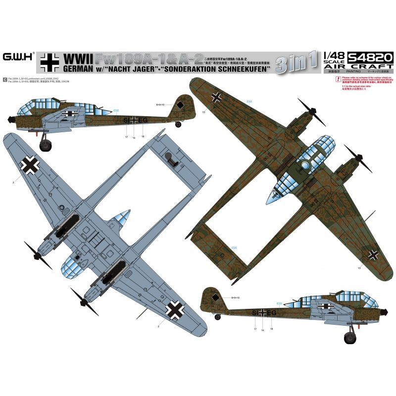 Great Wall Hobby S4820 Fw189A-1&amp;amp;A-2 /w &amp;quot;Nacht Jager&amp;quot; - &amp;quot;Sonderaktion Schneekufen&amp;quot; 1/48 – Bild 5