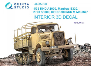 Quinta Studio QD35028 KHD A3000, Magirus S330, KHD S3000, KHD S3000/SS M Maultier 3D-Printed &amp;amp; colored Interior on decal paper (ICM) 1/35