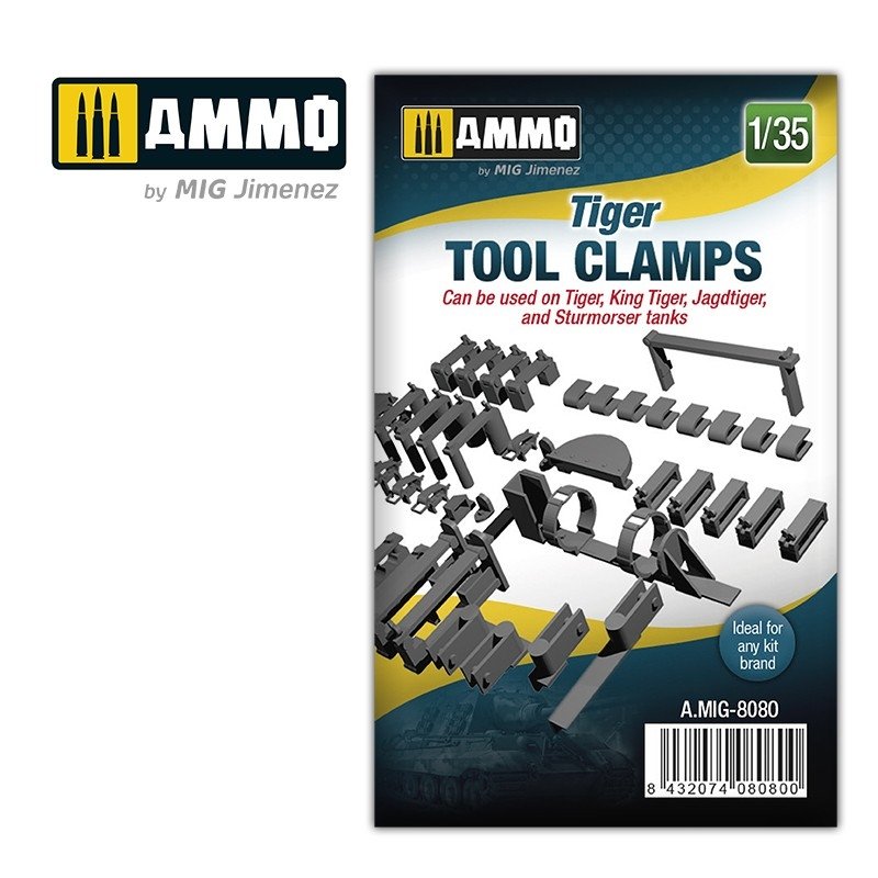 AMMO of Mig Jimenez 8080 Tiger tool clamps ( Tiger, King Tiger, Jagdtiger, and Sturmmörser ) 1/35
