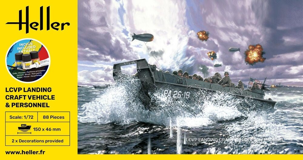 Heller 56995 LCVP Landing Craft Vehicle &amp; Personal - Starter Kit 1/72