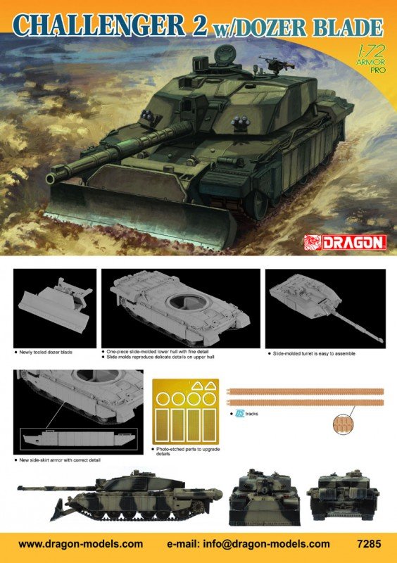 Dragon 7285 Challenger w/Dozer Blade 1/72 – imagen 2