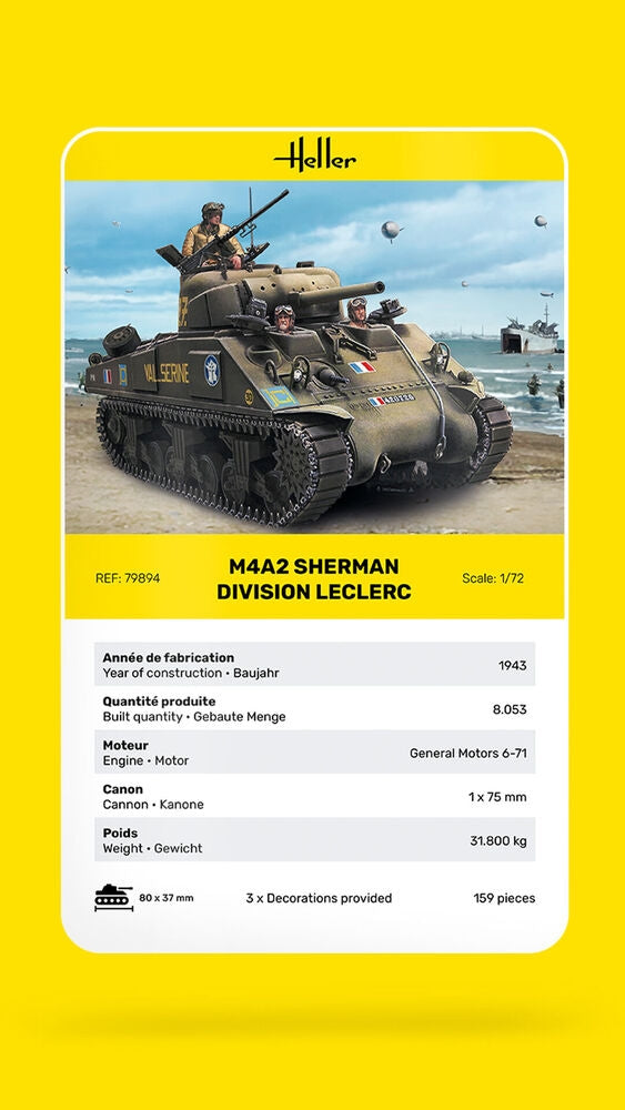 Heller 79894 M4A2 Sherman Division Leclerc deco.FR 1/72 – immagine 7