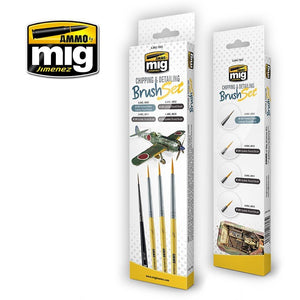 AMMO of Mig Jimenez 7603 Chipping &amp;amp; Detailing Brush Set