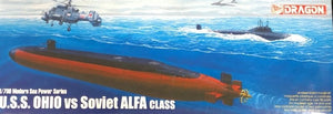 Dragon 7002 USS Ohio (SSBN 726) Soviet Alfa class SSN, Tu95 Bear D, Ka-25B Hormone USS Ohio vs Soviet Alfa Class 1/700