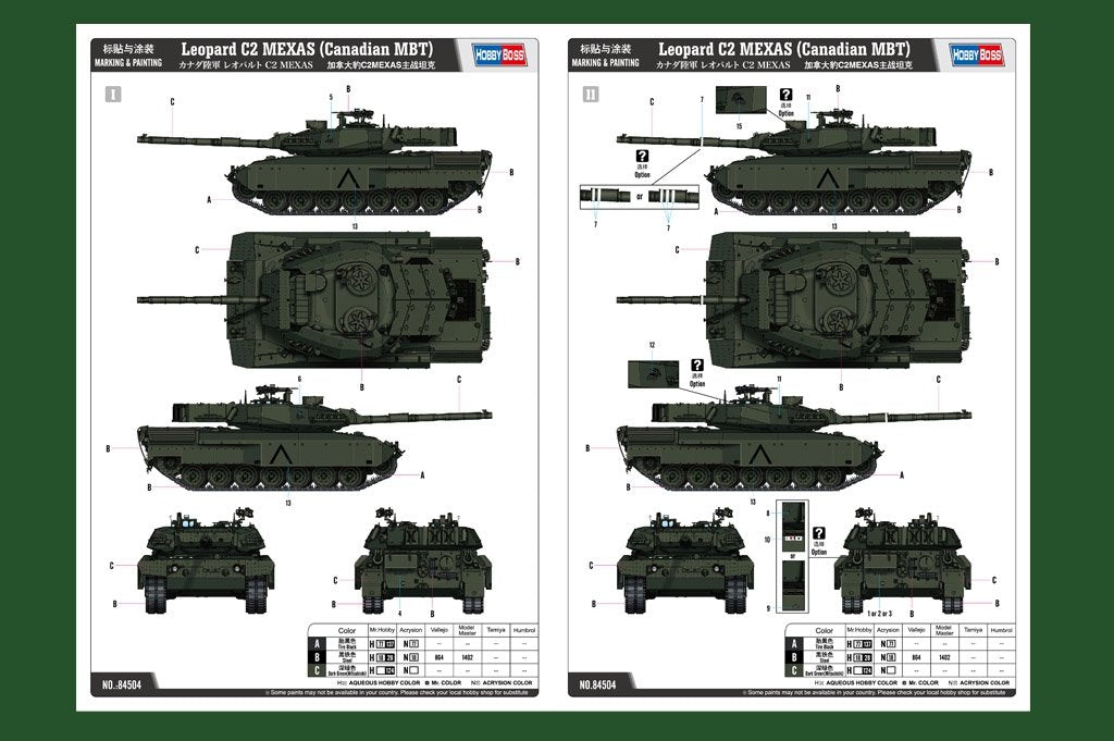 Hobby Boss 84504 Leopard C2 MEXAS (Canadian MBT) 1/35 – obrázek 3