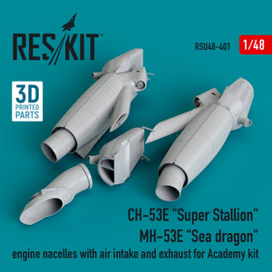 RESKIT RSU48-0401 Nacelles de moteurs CH-53E « Super Stallion » et MH-53E « Sea Dragon » avec entrée d&amp;#39;air et échappement pour maquette Academy (impression 3D) 1/48